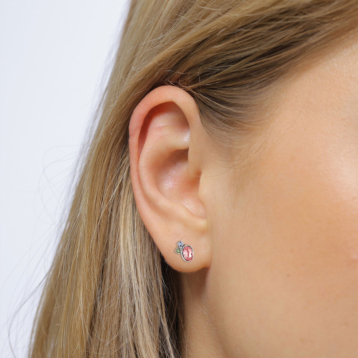 Silber - Elli | Ohrstecker | Mit Kristallen von Swarovski® (Rosa & Blau & Grün) | 925 Sterling Silber