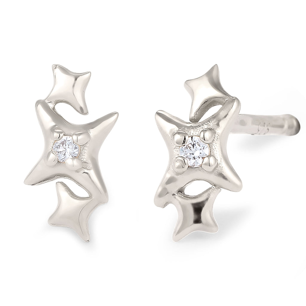 Silber - Elli | Ohrstecker Stern | Zirkonia (Weiß) | 925 Sterling Silber