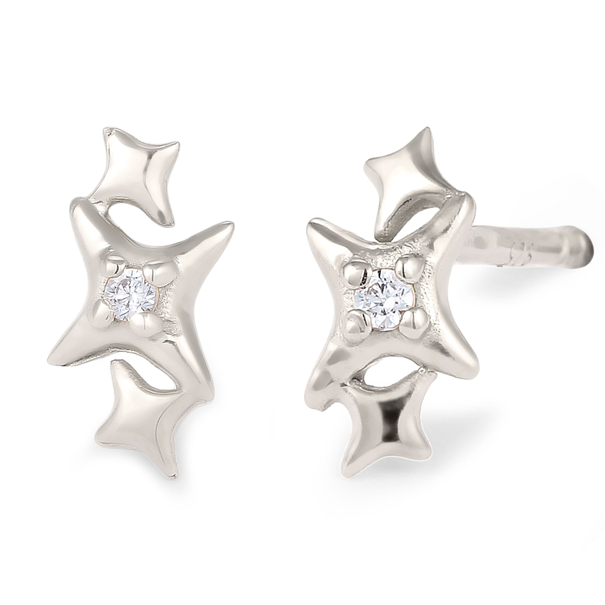 Silber - Elli | Ohrstecker Stern | Zirkonia (Weiß) | 925 Sterling Silber