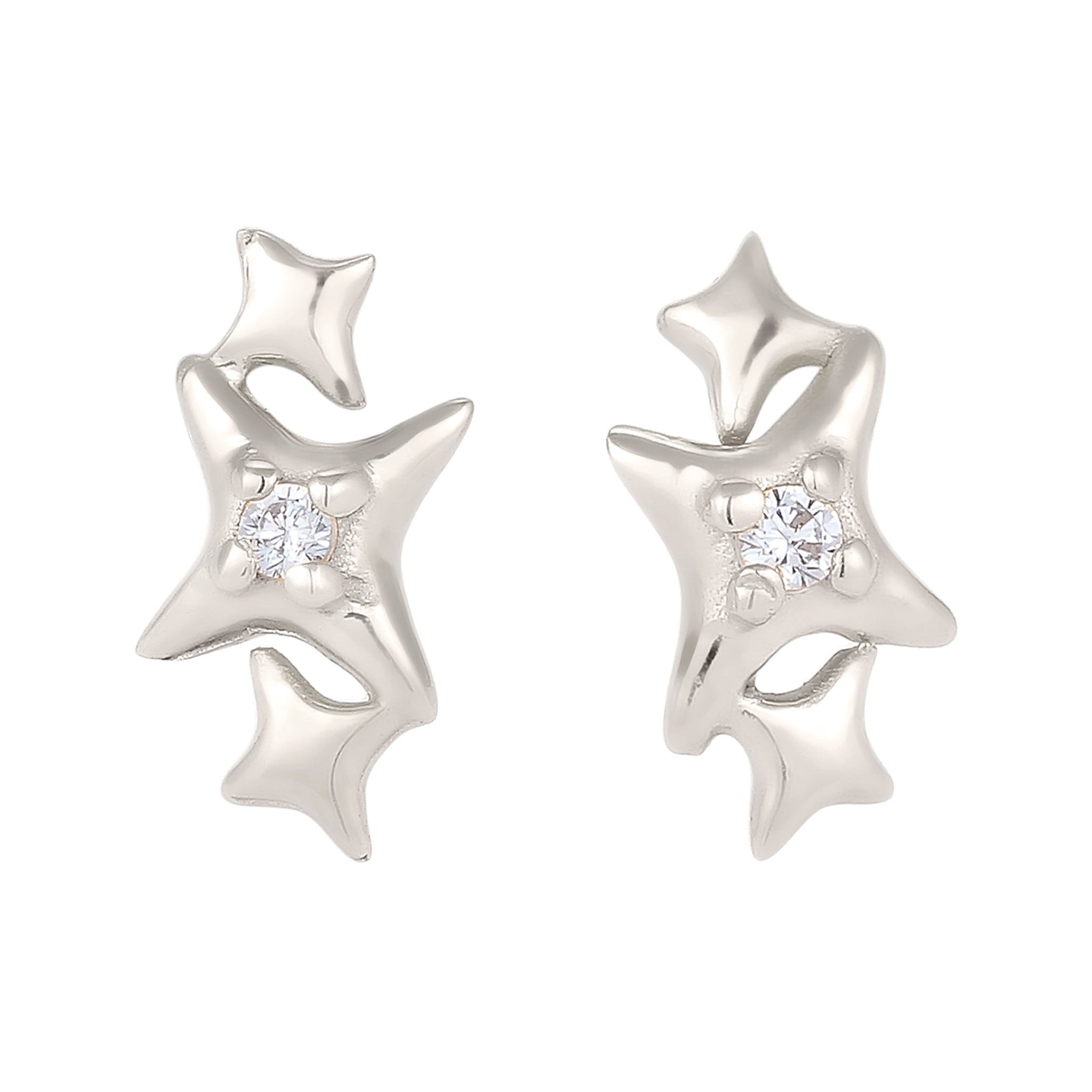 Silber - Elli | Ohrstecker Stern | Zirkonia (Weiß) | 925 Sterling Silber