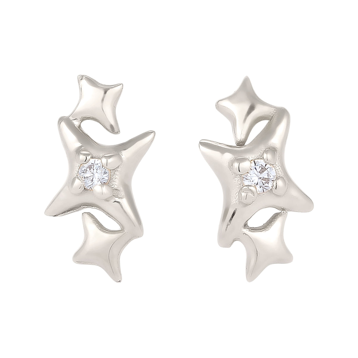Silber - Elli | Ohrstecker Stern | Zirkonia (Weiß) | 925 Sterling Silber