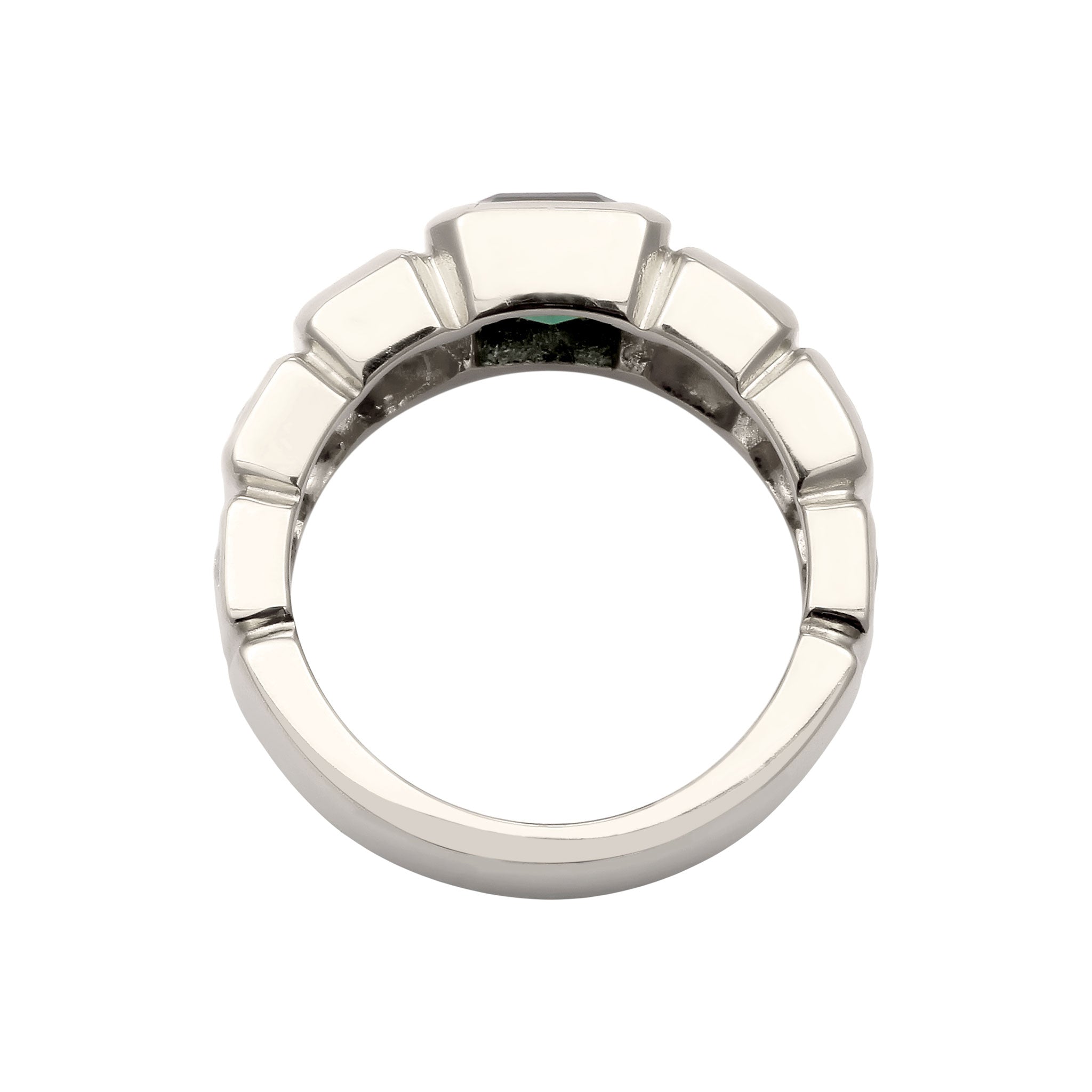 Silber - Elli PREMIUM | Bandring | Quarz (Grün) & Zirkonia (Weiß) | 925 Sterling Silber