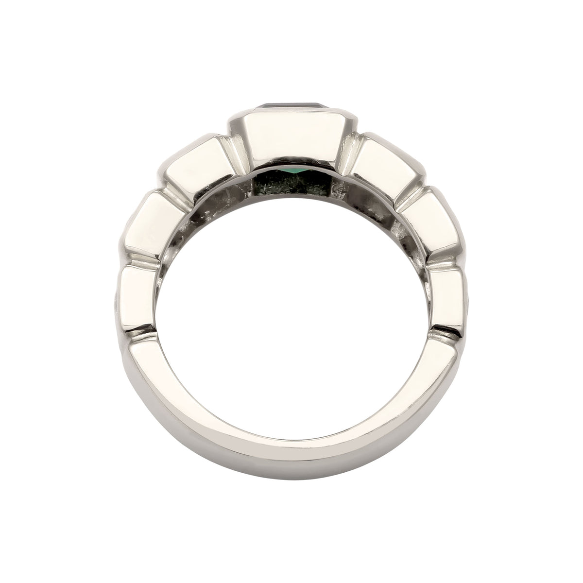 Silber - Elli PREMIUM | Bandring | Quarz (Grün) & Zirkonia (Weiß) | 925 Sterling Silber