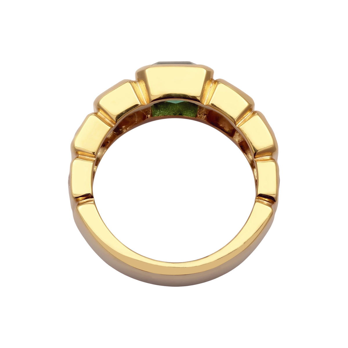 Gold - Elli PREMIUM | Bandring | Quarz (Grün) & Zirkonia (Weiß) | 925 Sterling Silber Vergoldet