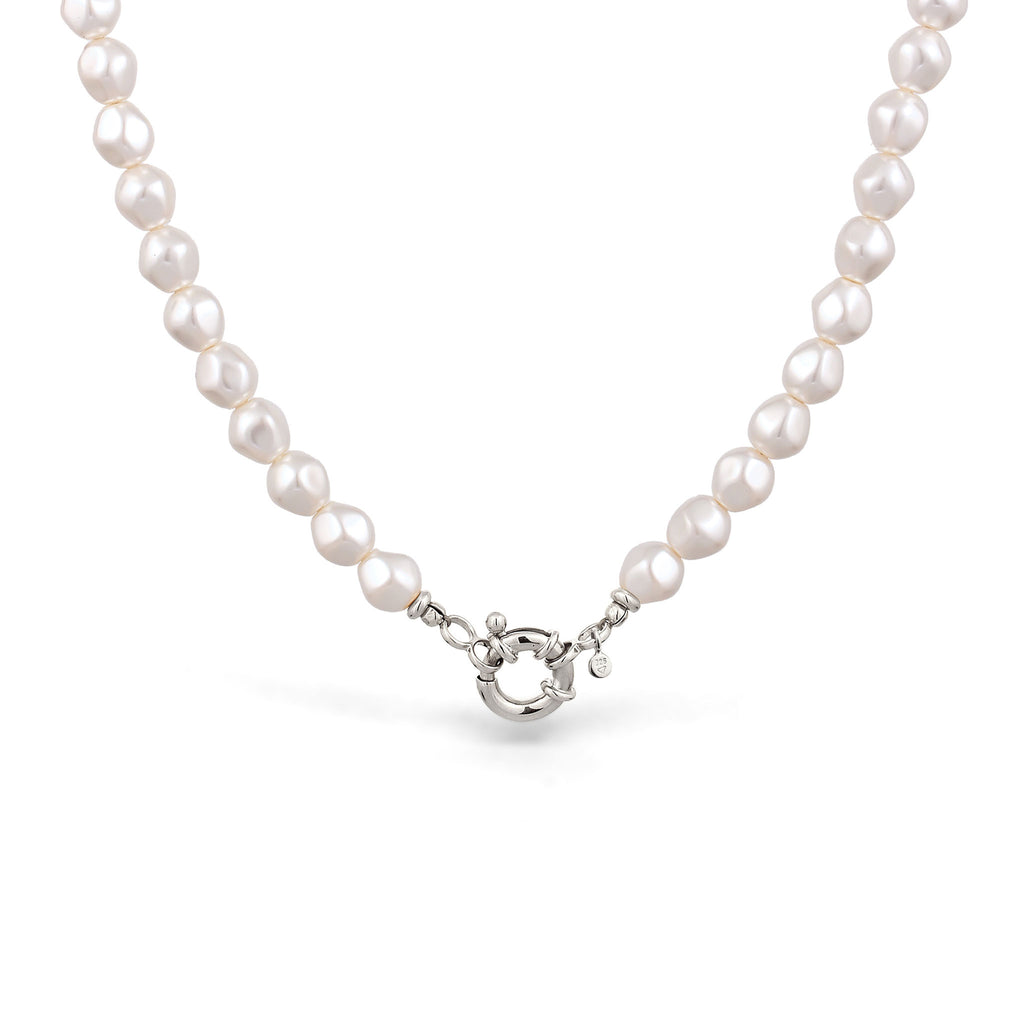 Silber - Elli | Halskette | Mit Perlen von Swarovski® (Weiß) | 925 Sterling Silber