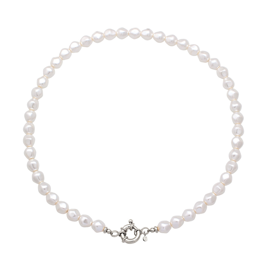 Silber - Elli | Halskette | Mit Perlen von Swarovski® (Weiß) | 925 Sterling Silber