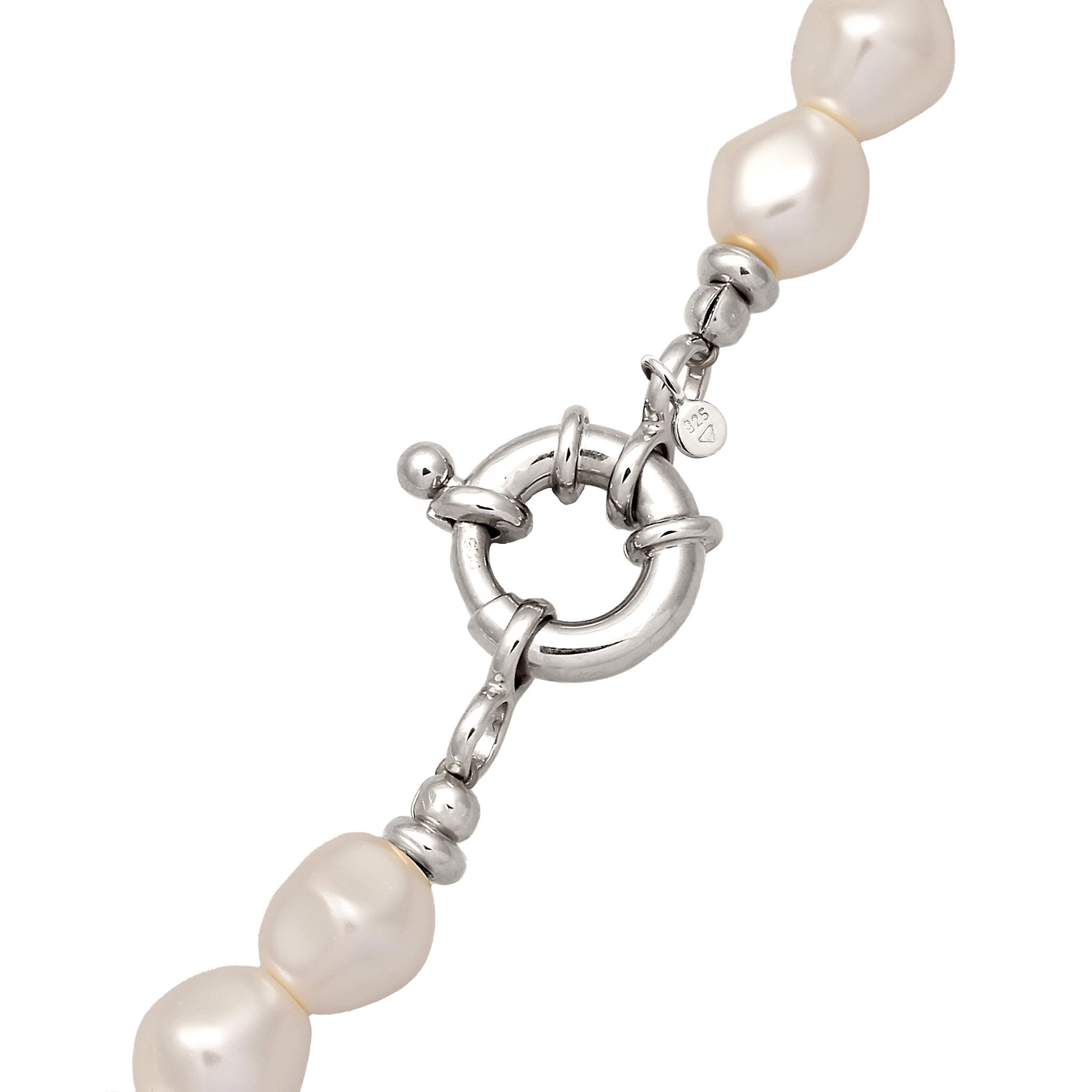 Silber - Elli | Halskette | Synthetische Perlen (Weiß) | 925 Sterling Silber