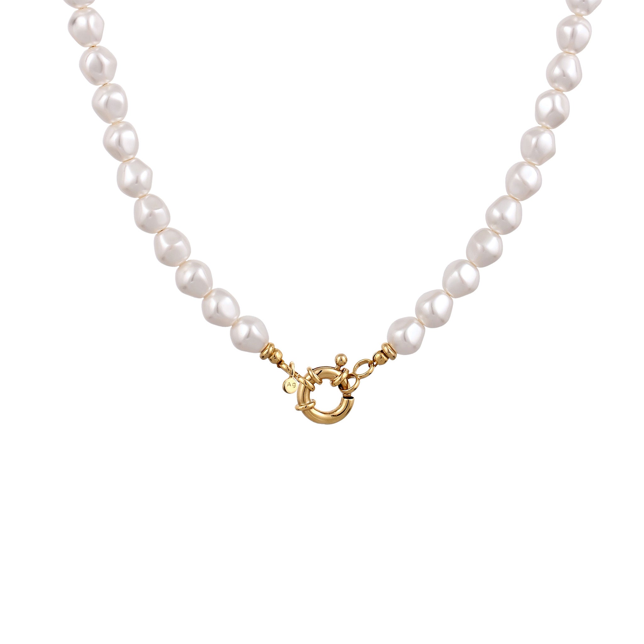 Gold - Elli | Halskette | Mit Perlen von Swarovski® (Weiß) | 925 Sterling Silber