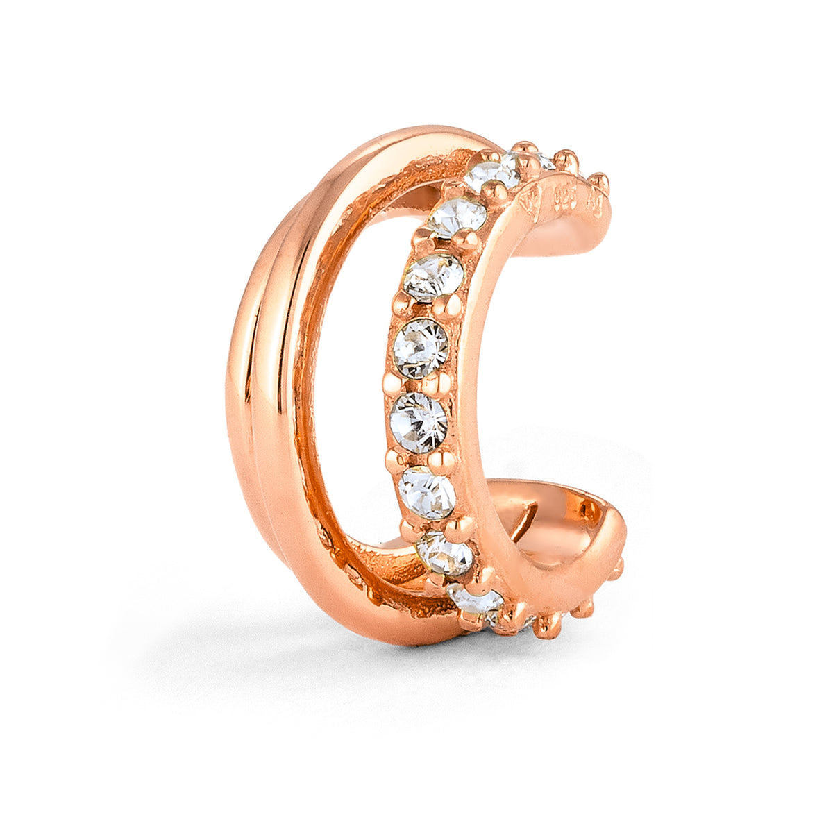 Roségold - Elli | Earcuff | Mit Kristallen von Swarovski® (Weiß) | 925 Sterling Silber Rosegold
