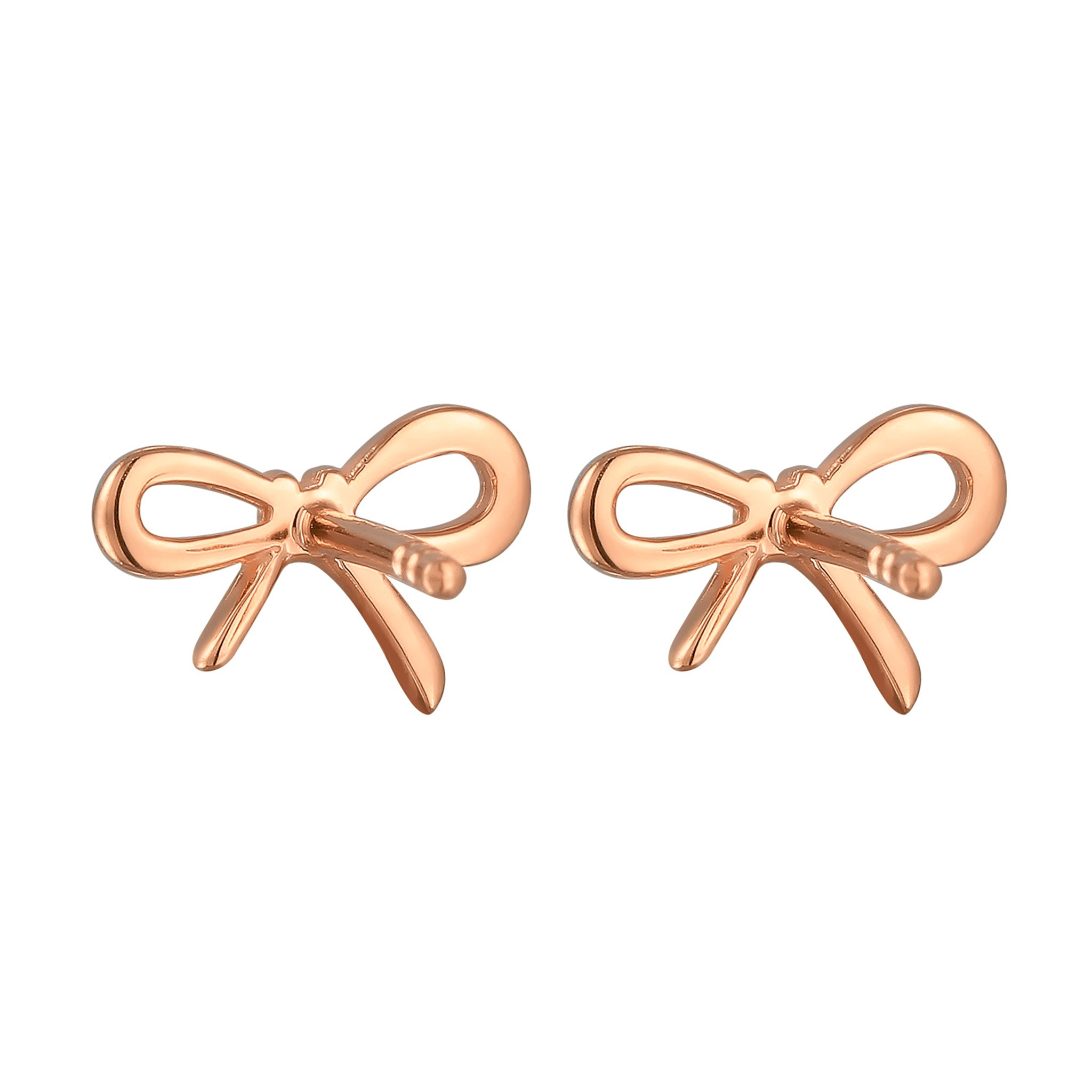 Roségold - Elli | Ohrstecker Schleife | Zirkonia (Weiß) | 925 Sterling Silber Rosévergoldet