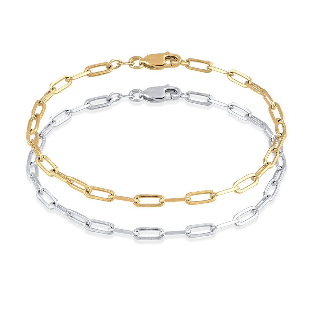 Zweifarbig - Elli | Glieder-Armband Set Bicolor | 925 Sterling Silber vergoldet