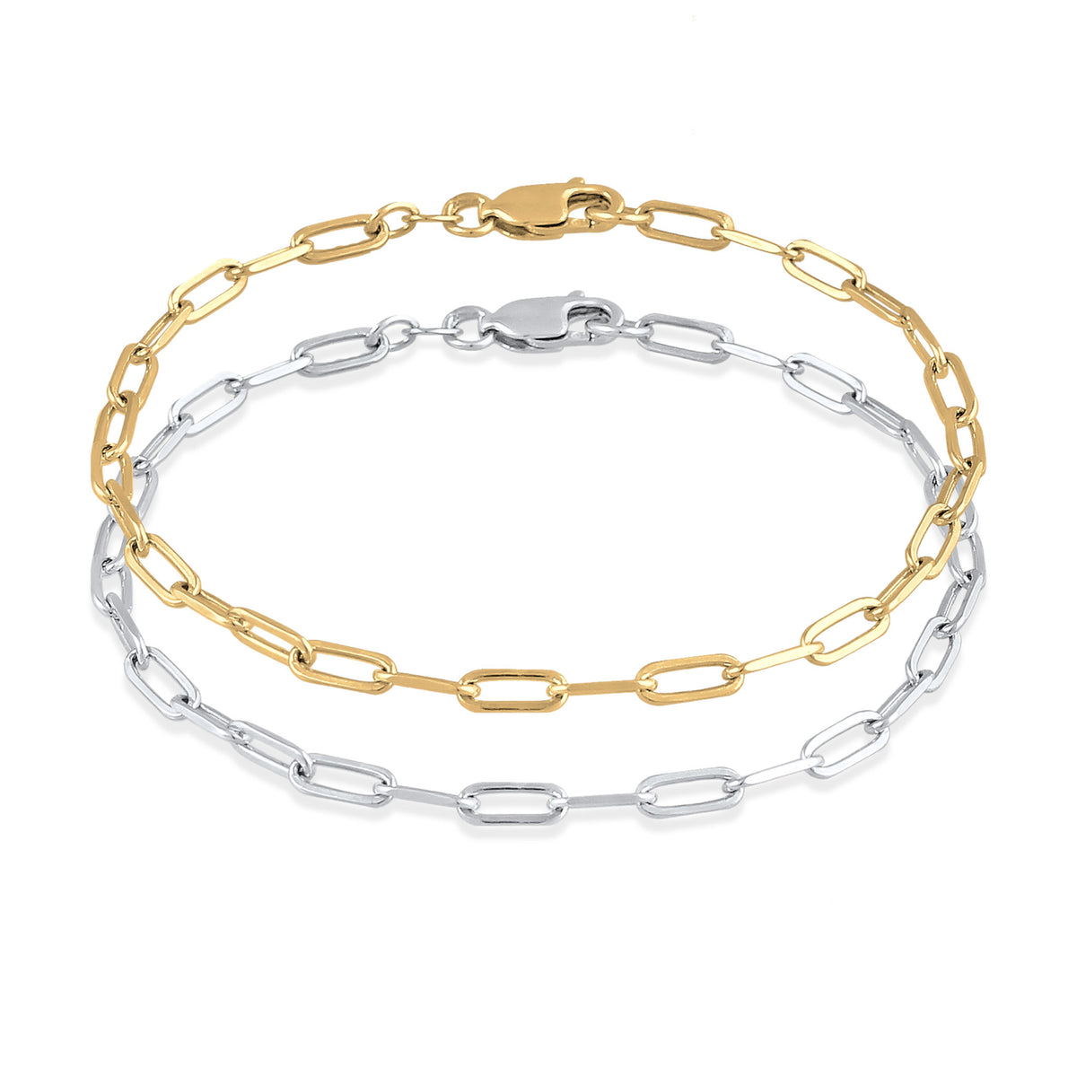 Zweifarbig - Elli | Glieder-Armband Set Bicolor | 925 Sterling Silber vergoldet