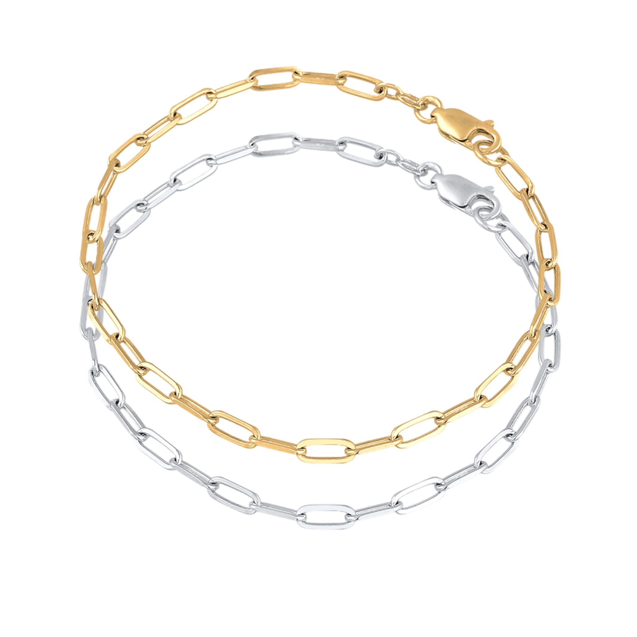 Zweifarbig - Elli | Glieder-Armband Set Bicolor | 925 Sterling Silber vergoldet