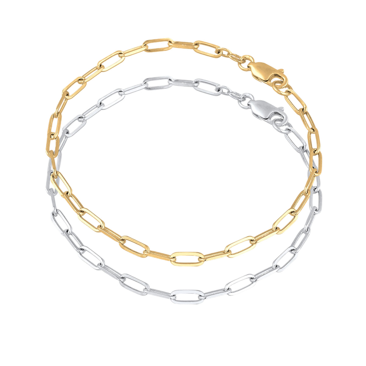 Zweifarbig - Elli | Glieder-Armband Set Bicolor | 925 Sterling Silber vergoldet
