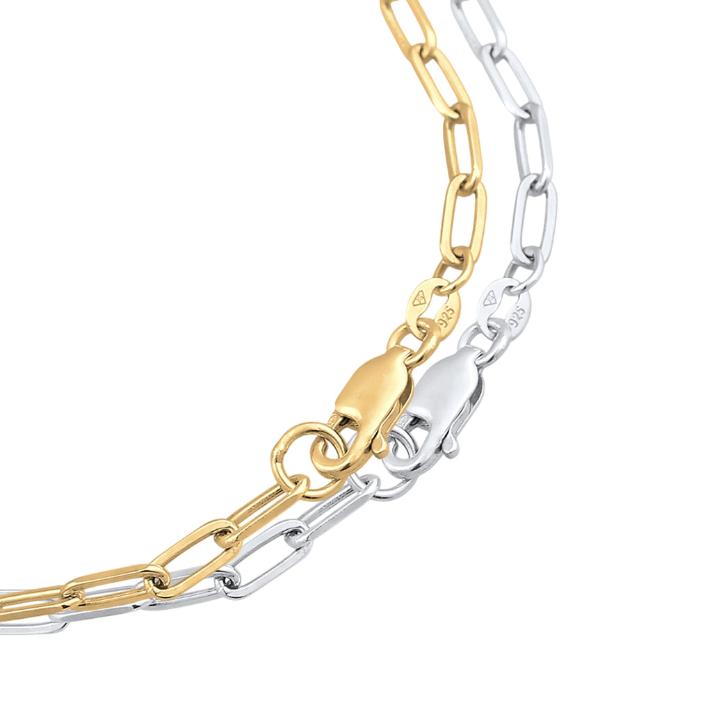 Zweifarbig - Elli | Glieder-Armband Set Bicolor | 925 Sterling Silber vergoldet