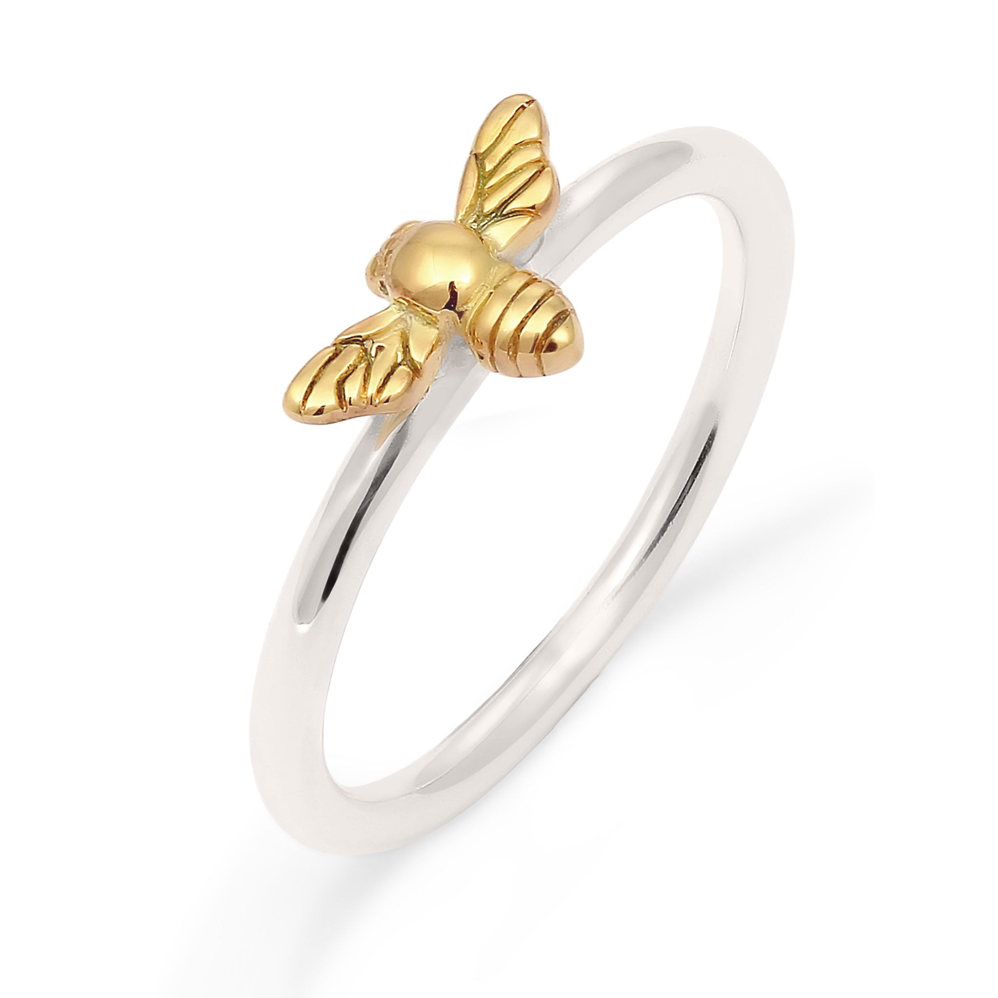 Zweifarbig - Elli | Ring Biene Symbol Bicolor | 925 Sterling Silber vergoldet