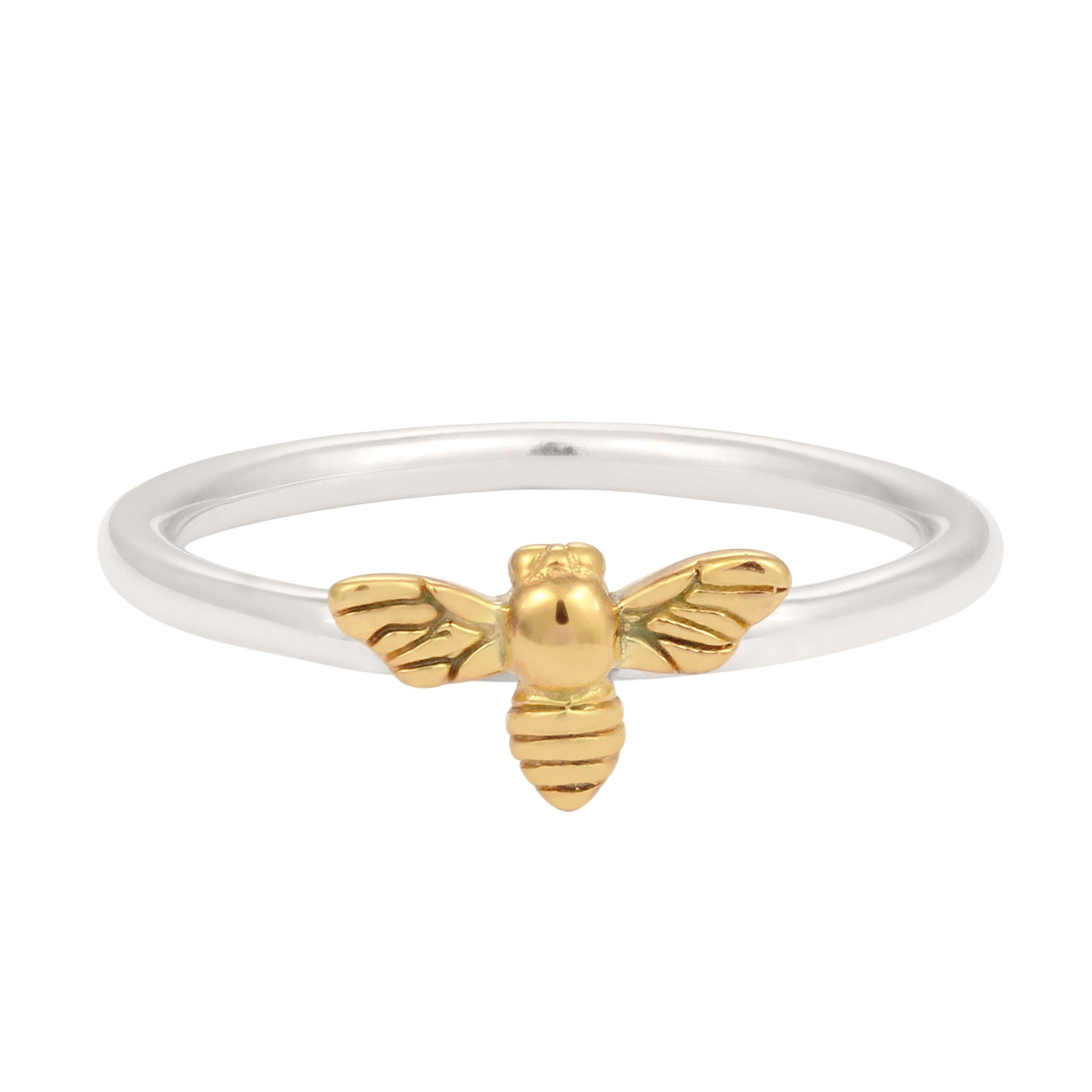 Zweifarbig - Elli | Ring Biene Symbol Bicolor | 925 Sterling Silber vergoldet