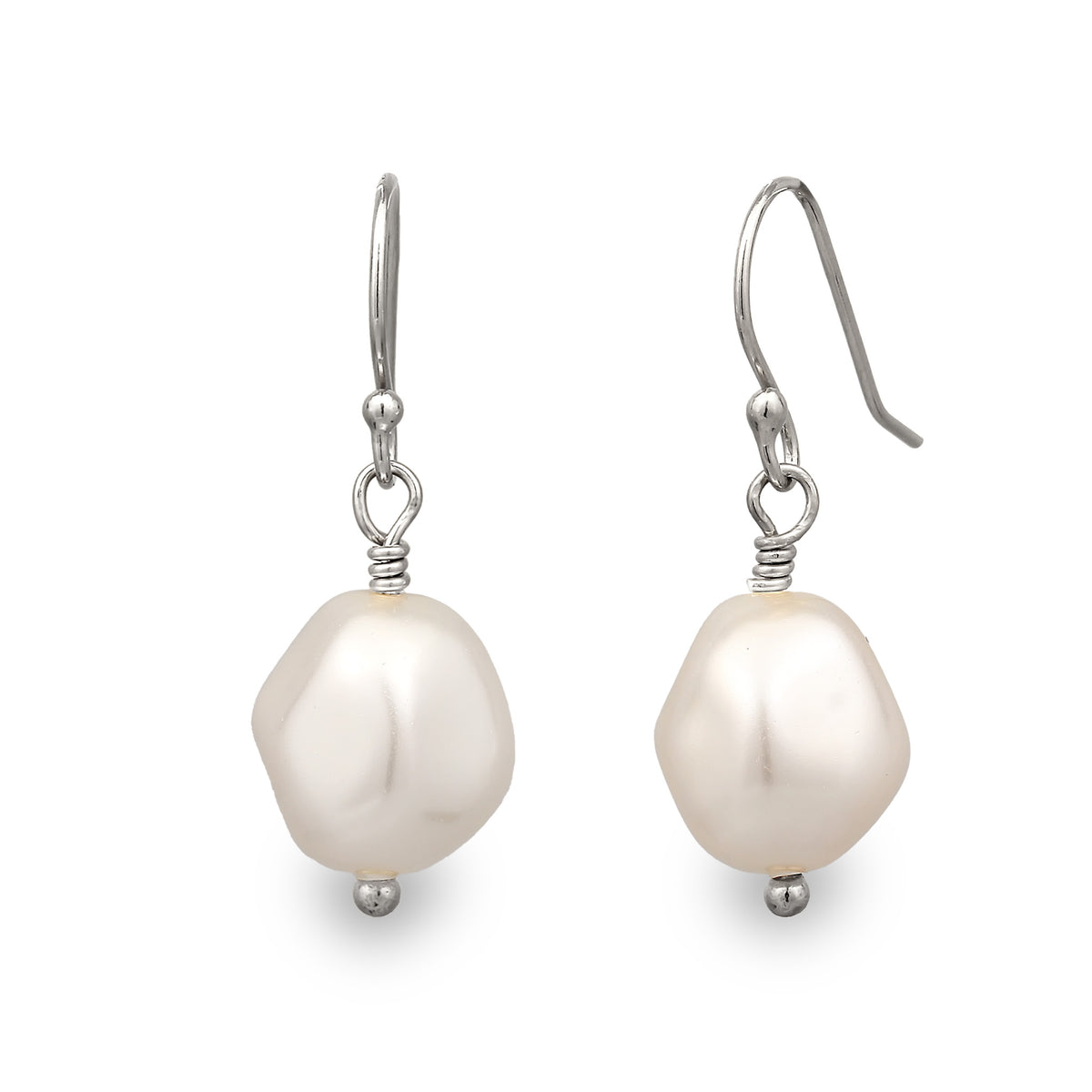 Silber - Elli | Ohrhänger Klassisch | Synthetische Perle (Weiß) | 925 Sterling Silber