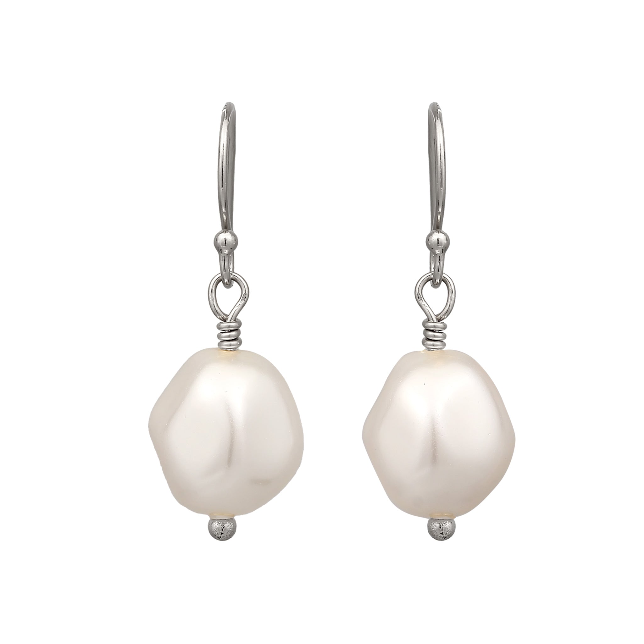 Silber - Elli | Ohrhänger Klassisch | Synthetische Perle (Weiß) | 925 Sterling Silber