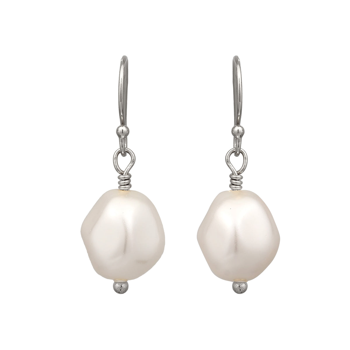 Silber - Elli | Ohrhänger Klassisch | Synthetische Perle (Weiß) | 925 Sterling Silber