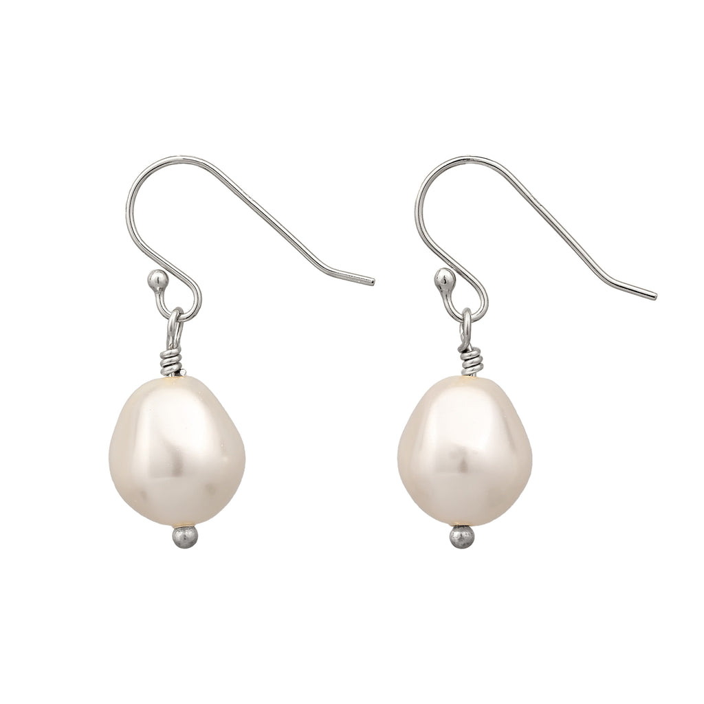 Silber - Elli | Ohrhänger Klassisch | Synthetische Perle (Weiß) | 925 Sterling Silber