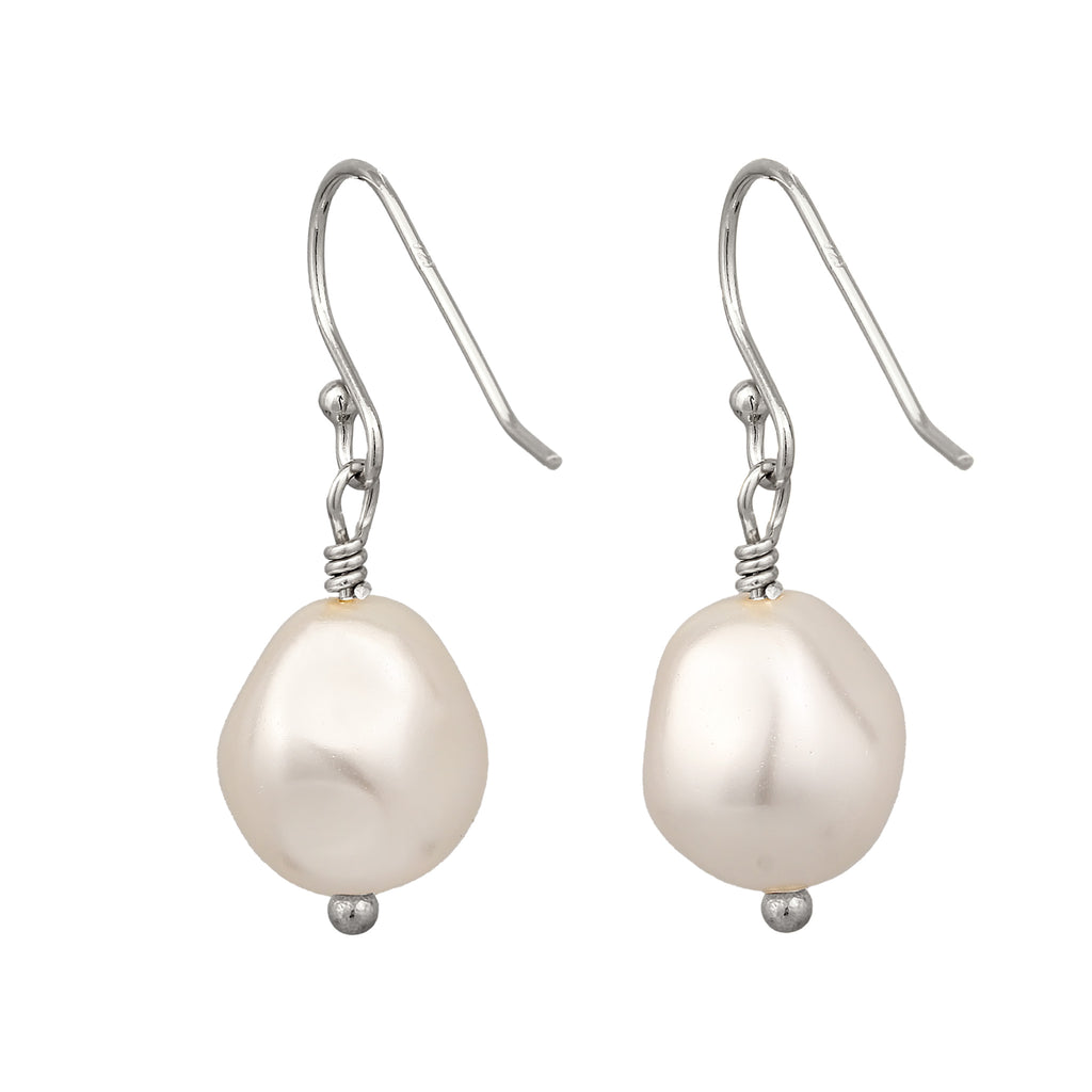 Silber - Elli | Ohrhänger Klassisch | Synthetische Perle (Weiß) | 925 Sterling Silber