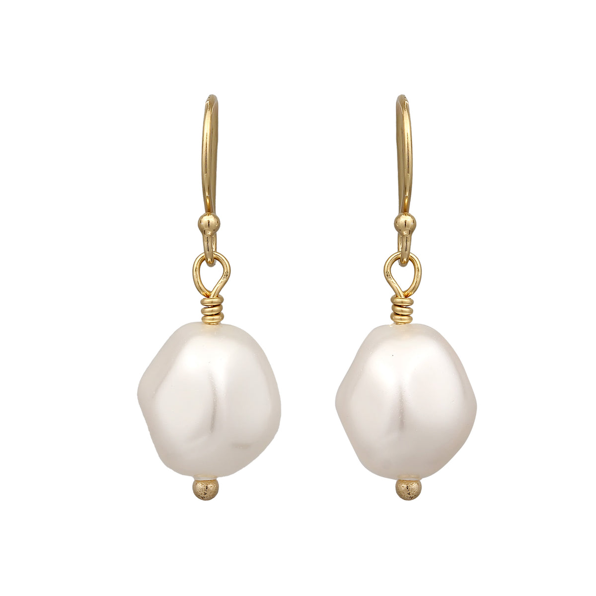 Gold - Elli | Ohrhänger Klassisch | Synthetische Perle (Weiß) | 925 Sterling Silber vergoldet