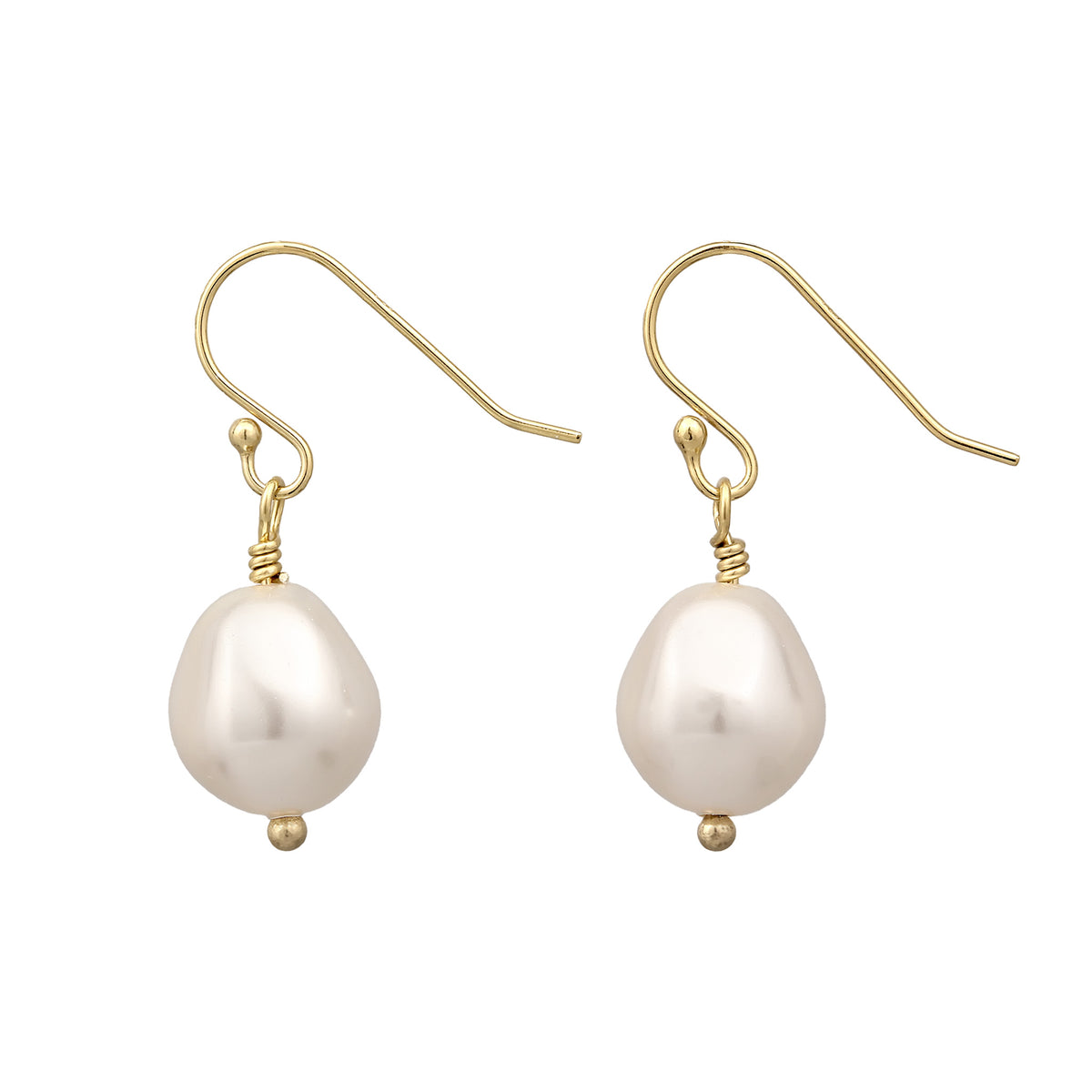 Gold - Elli | Ohrhänger Klassisch | Synthetische Perle (Weiß) | 925 Sterling Silber vergoldet