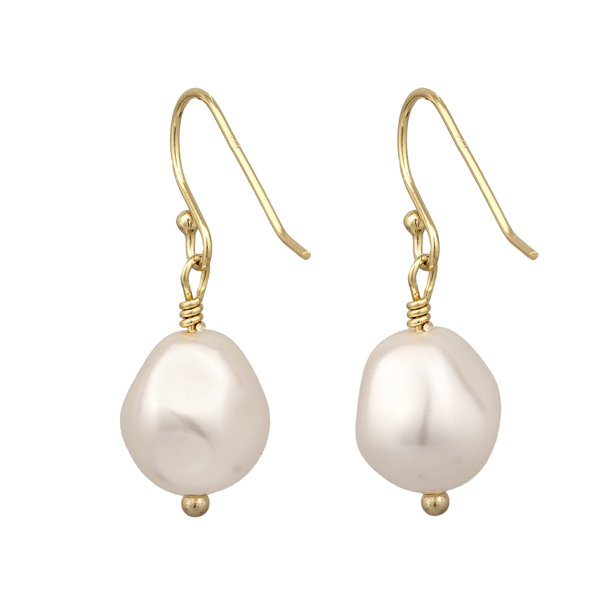 Gold - Elli | Ohrhänger Klassisch | Synthetische Perle (Weiß) | 925 Sterling Silber vergoldet