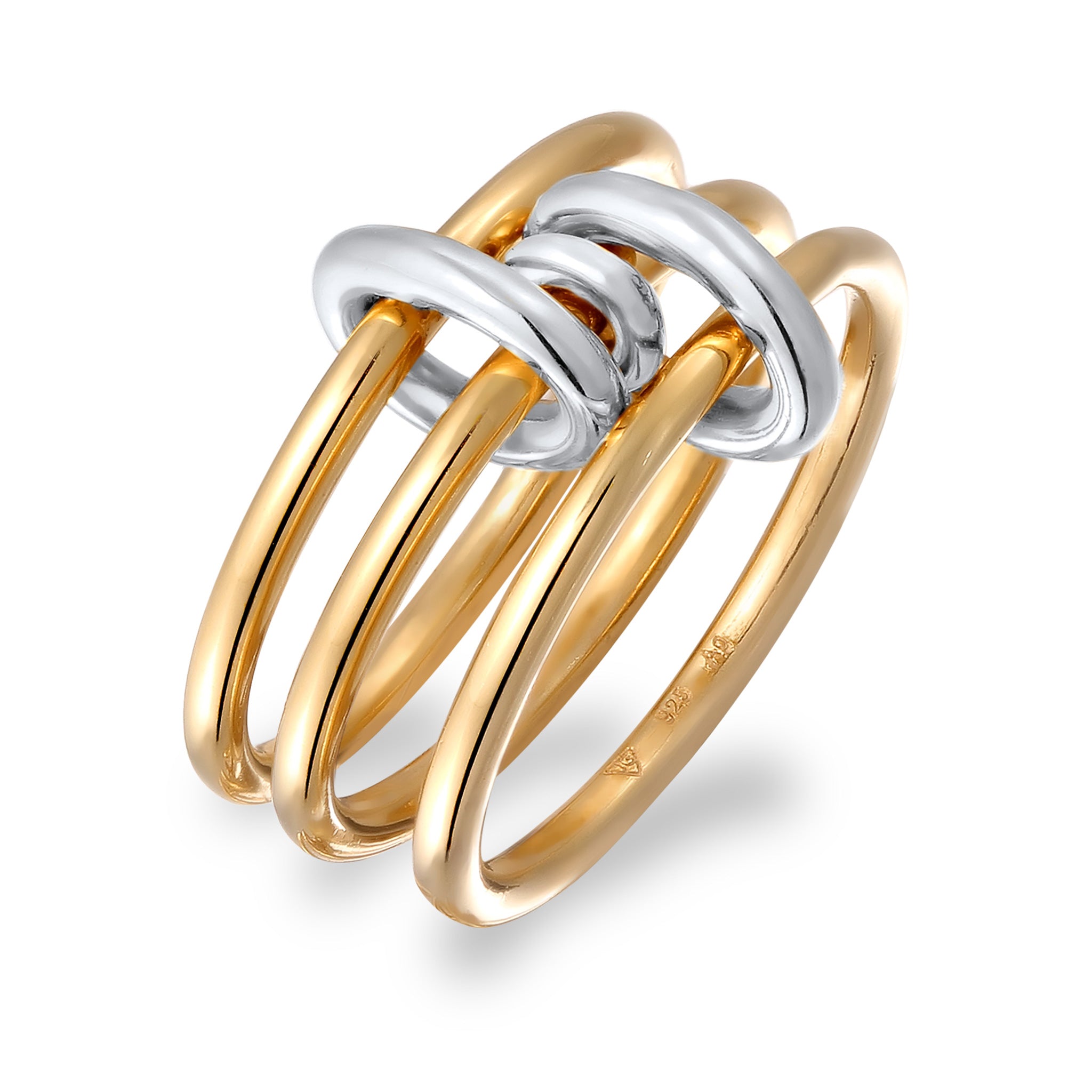 Bunt - Elli | Stapelring Knoten Bicolor | 925 Sterling Silber vergoldet