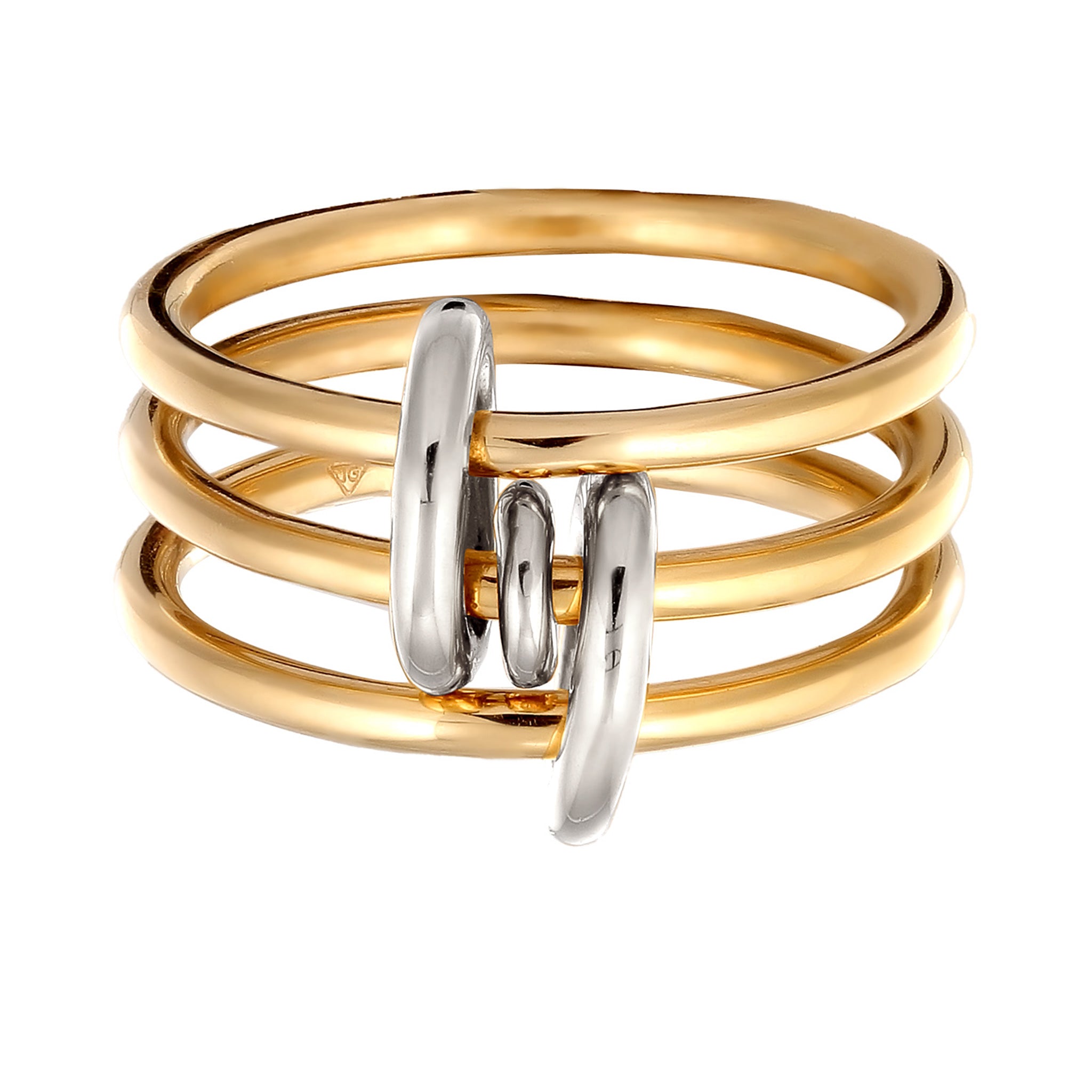 Bunt - Elli | Stapelring Knoten Bicolor | 925 Sterling Silber vergoldet