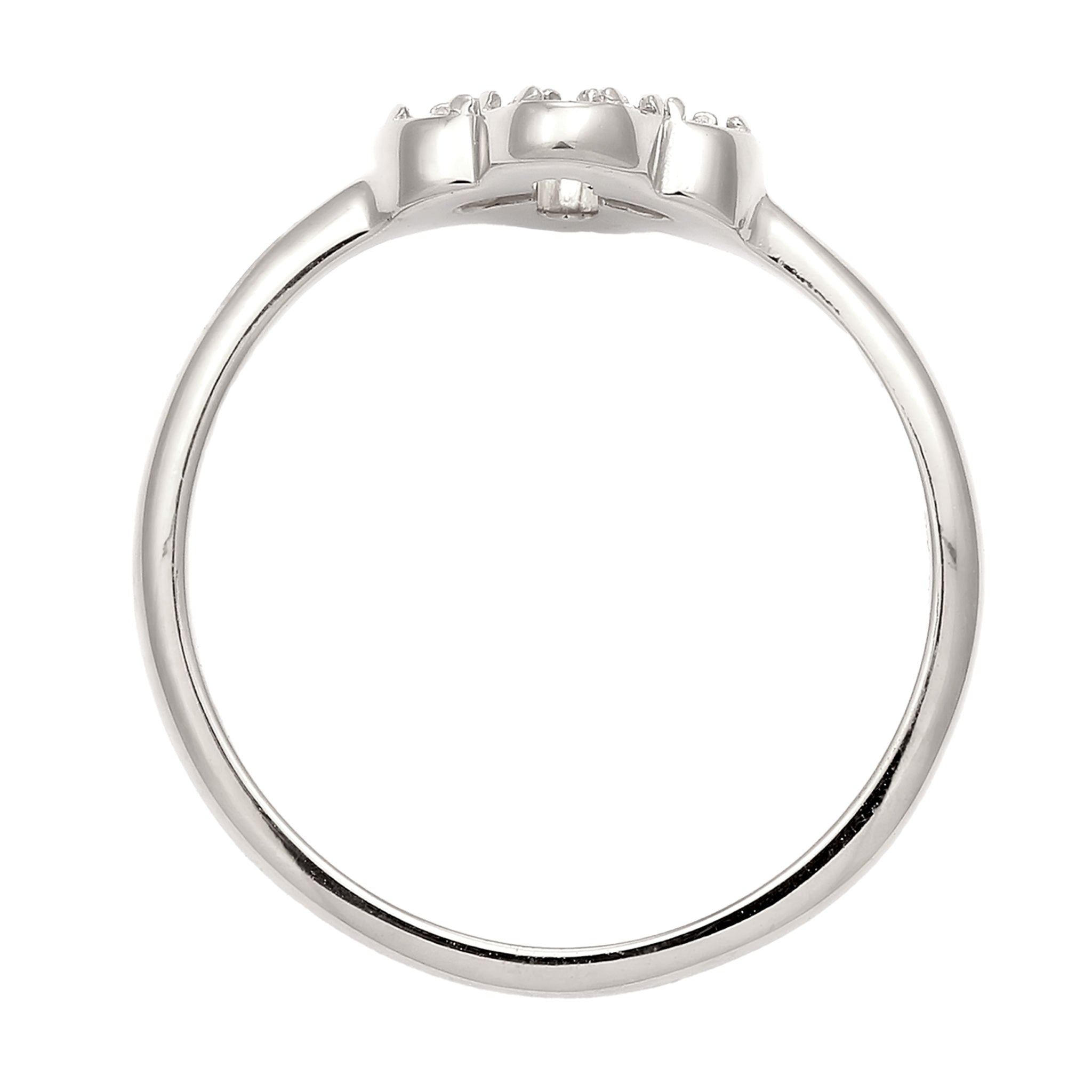 Silber - Elli | Ring Kleeblatt | Glas Kristalle (Weiß) | 925 Sterling Silber