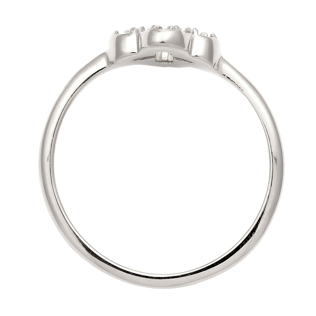 Silber - Elli | Ring Kleeblatt | Mit Kristallen von Swarovski® (Weiß) | 925 Sterling Silber