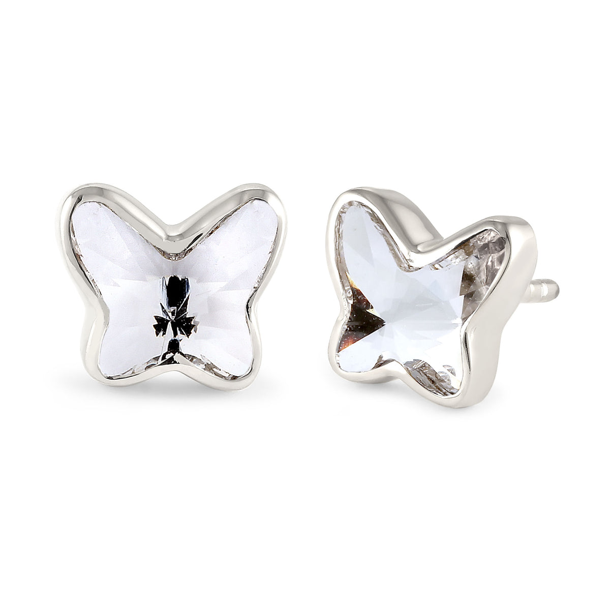 Silber - Elli | Ohrstecker Schmetterling | Mit Kristallen von Swarovski® (Weiß) | 925 Sterling Silber
