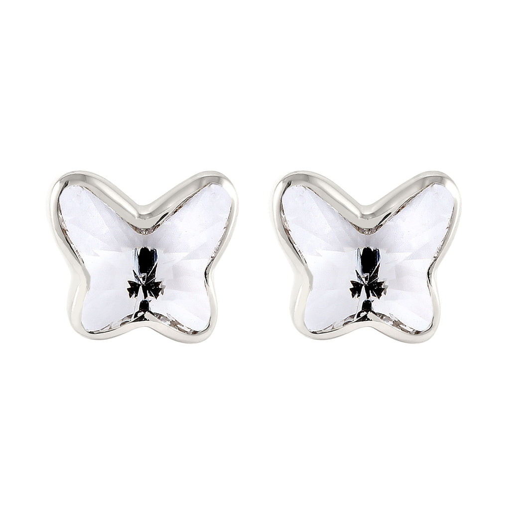 Silber - Elli | Ohrstecker Schmetterling | Mit Kristallen von Swarovski® (Weiß) | 925 Sterling Silber