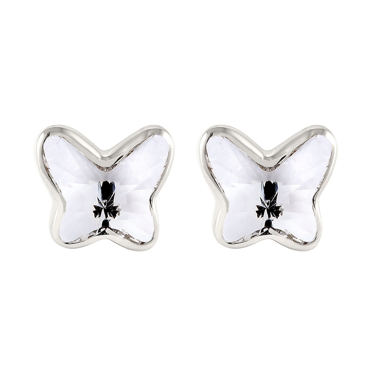 Silber - Elli | Ohrstecker Schmetterling | Mit Kristallen von Swarovski® (Weiß) | 925 Sterling Silber