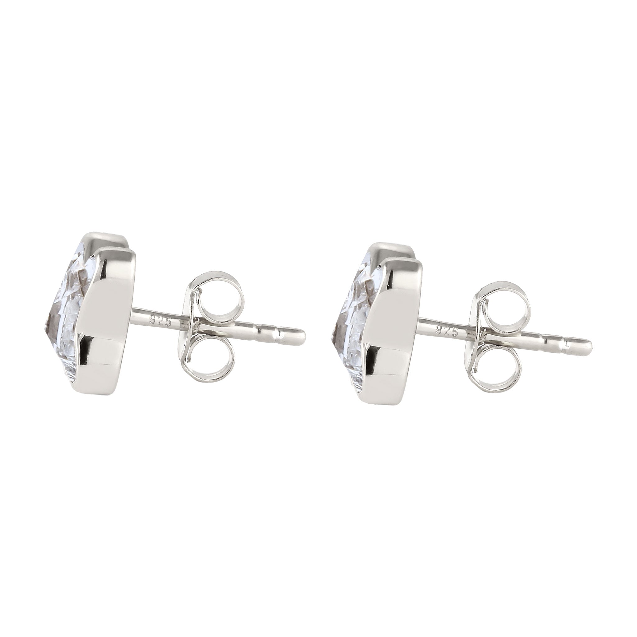 Silber - Elli | Ohrstecker Schmetterling | Glas Kristalle (Weiß) | 925 Sterling Silber