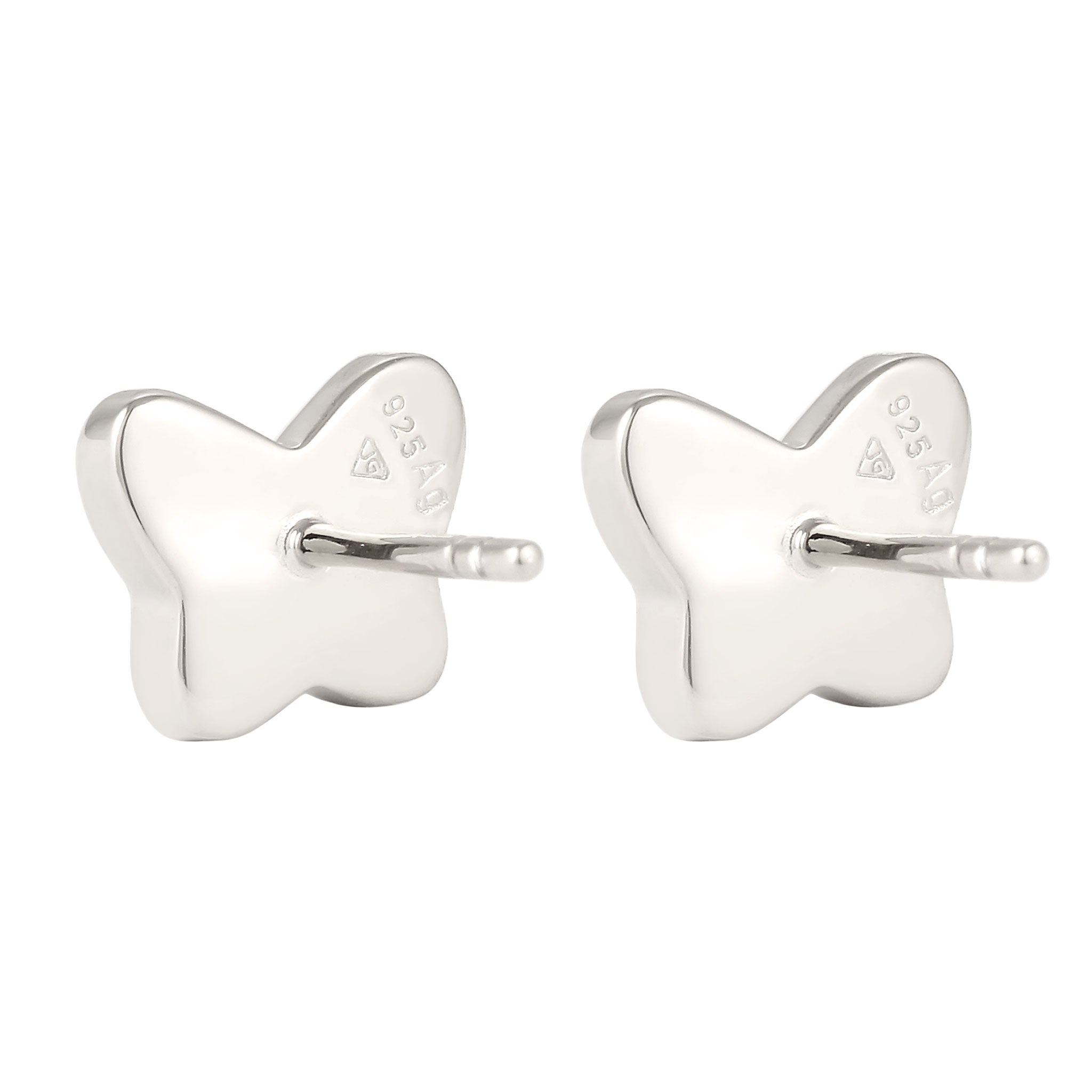 Silber - Elli | Ohrstecker Schmetterling | Glas Kristalle (Weiß) | 925 Sterling Silber