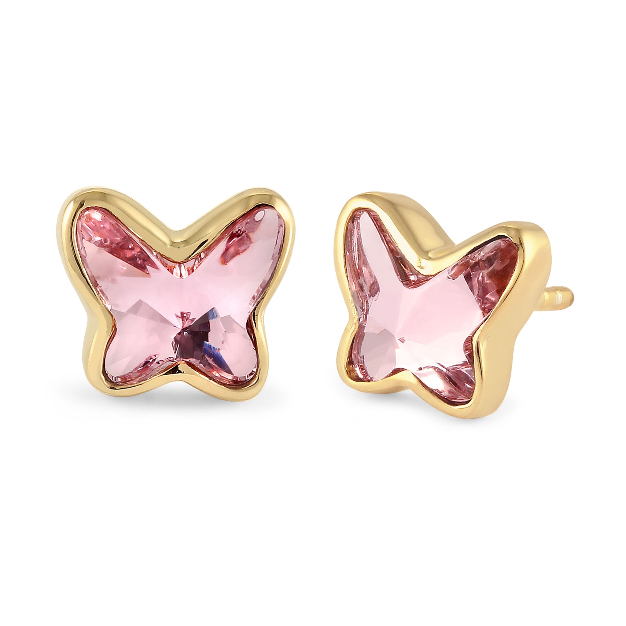 Gold - Elli | Ohrstecker Schmetterling | Glas Kristalle (Rose) | 925 Sterling Silber vergoldet