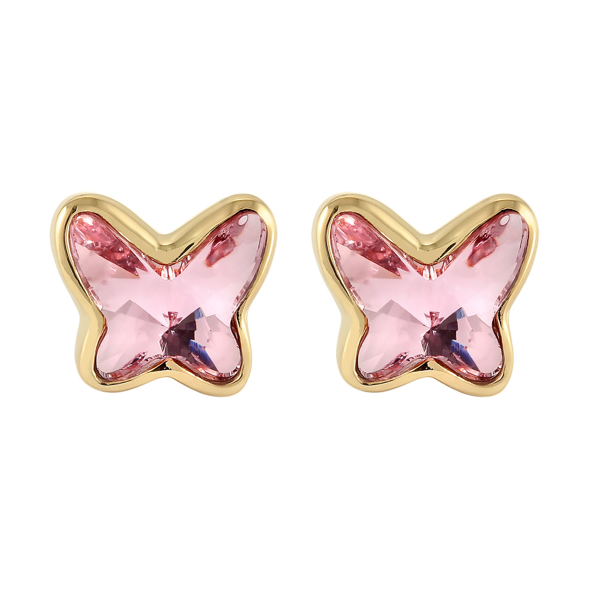 Gold - Elli | Ohrstecker Schmetterling | Mit Kristallen von Swarovski® (Rose) | 925 Sterling Silber vergoldet