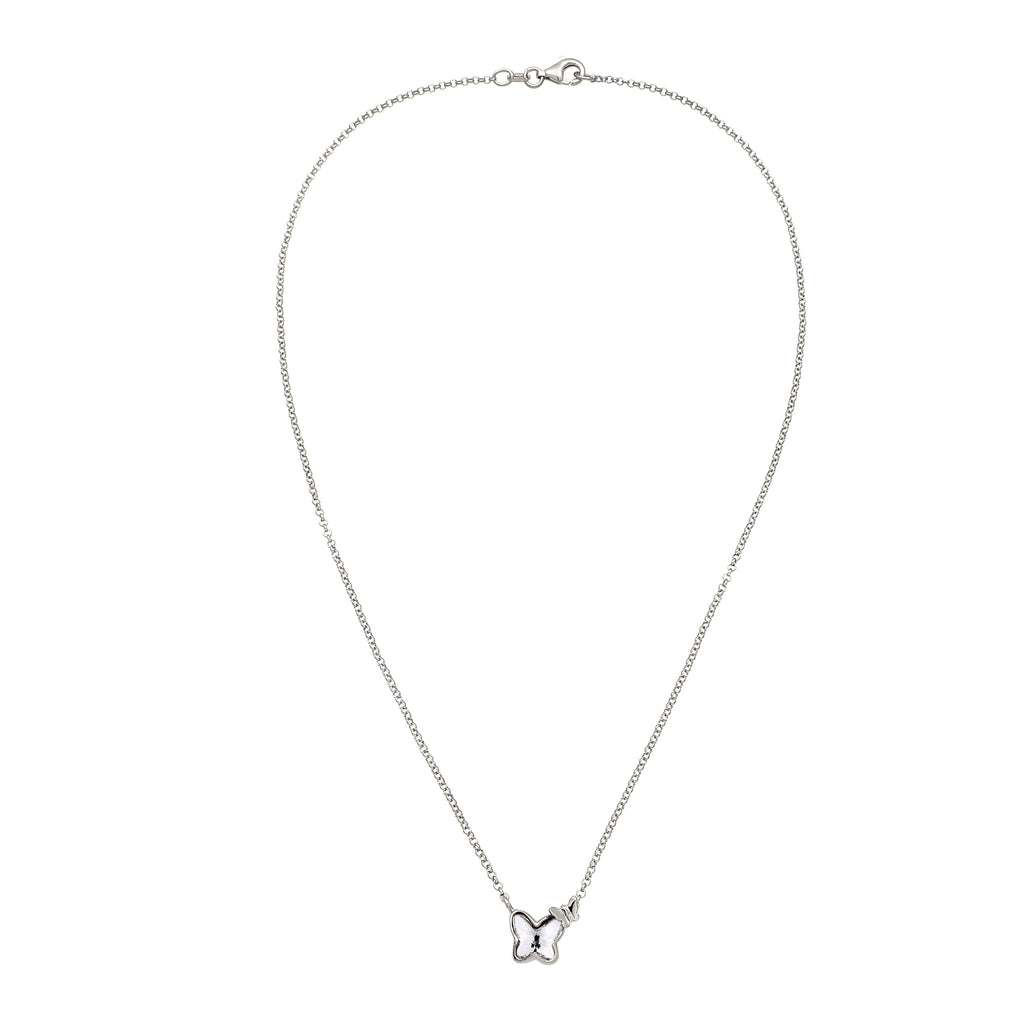 Silber - Nenalina | Halskette Schmetterling | Mit Kristallen von Swarovski® (Weiß) | 925 Sterling Silber