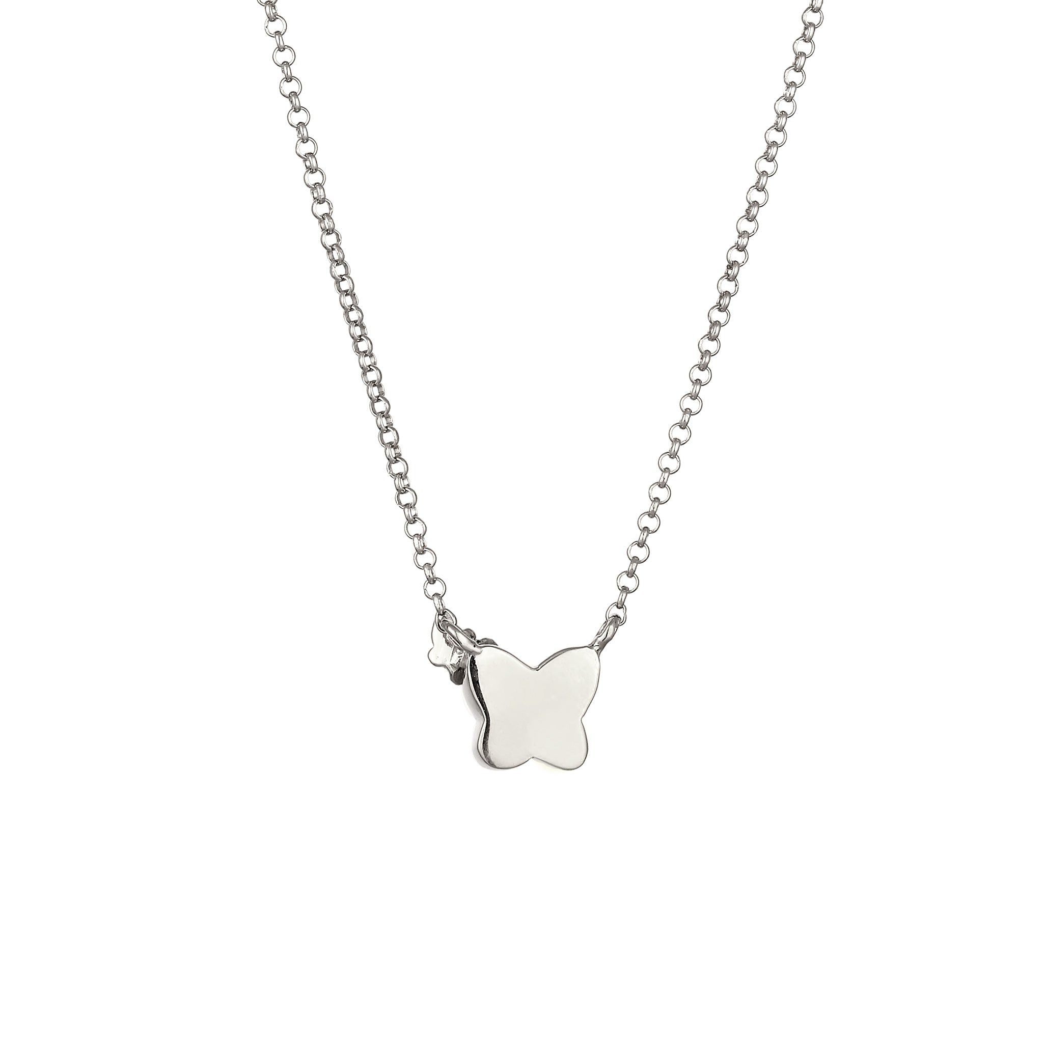 Silber - Nenalina | Halskette Schmetterling | Glas Kristalle (Weiß) | 925 Sterling Silber