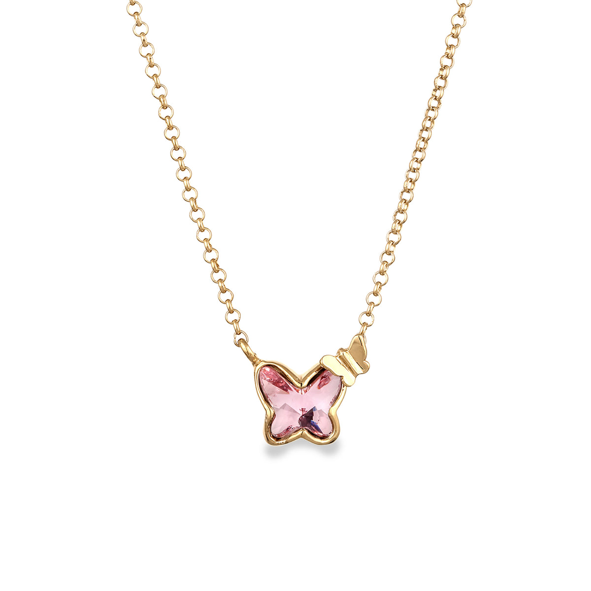 Gold - Nenalina | Halskette Schmetterling | Mit Kristallen von Swarovski®(Rose) | 925 Sterling Silber vergoldet