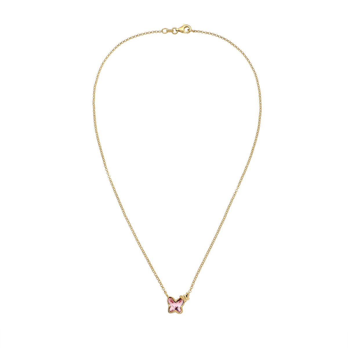 Gold - Nenalina | Halskette Schmetterling | Mit Kristallen von Swarovski®(Rose) | 925 Sterling Silber vergoldet