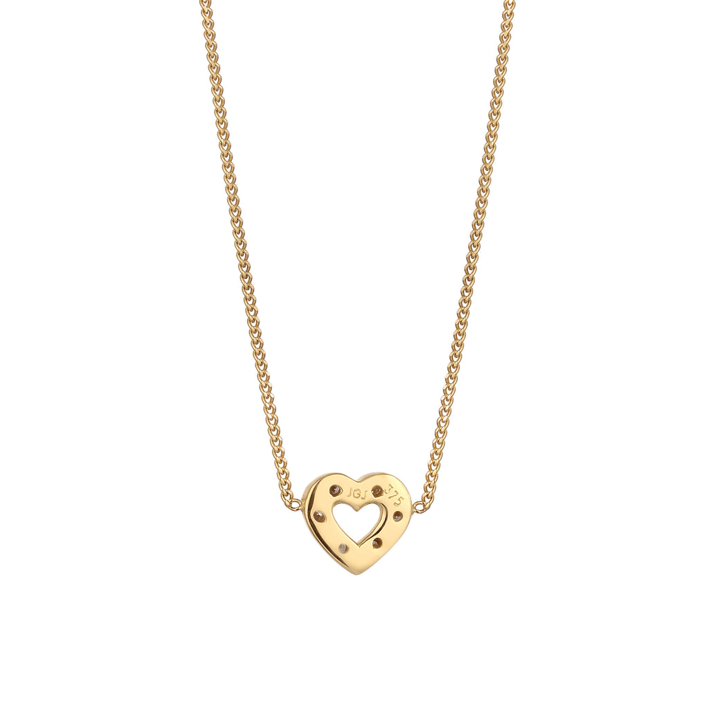 Gold - Elli DIAMONDS | Halskette Herz | Diamant (Weiß, 0.005 ct) | 375 Gelbgold