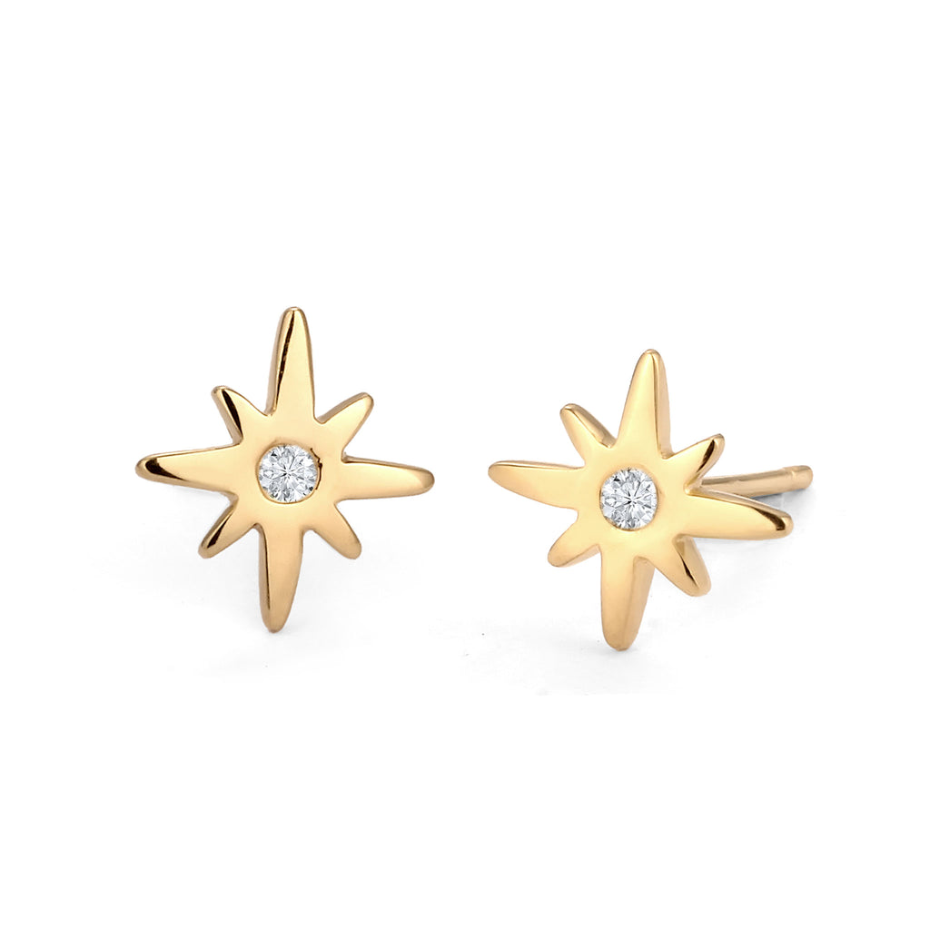 Gold - Elli DIAMONDS | Ohrstecker Stern | Lab Grown Diamant (Weiß, 0.015 ct) | 585 Gelbgold
