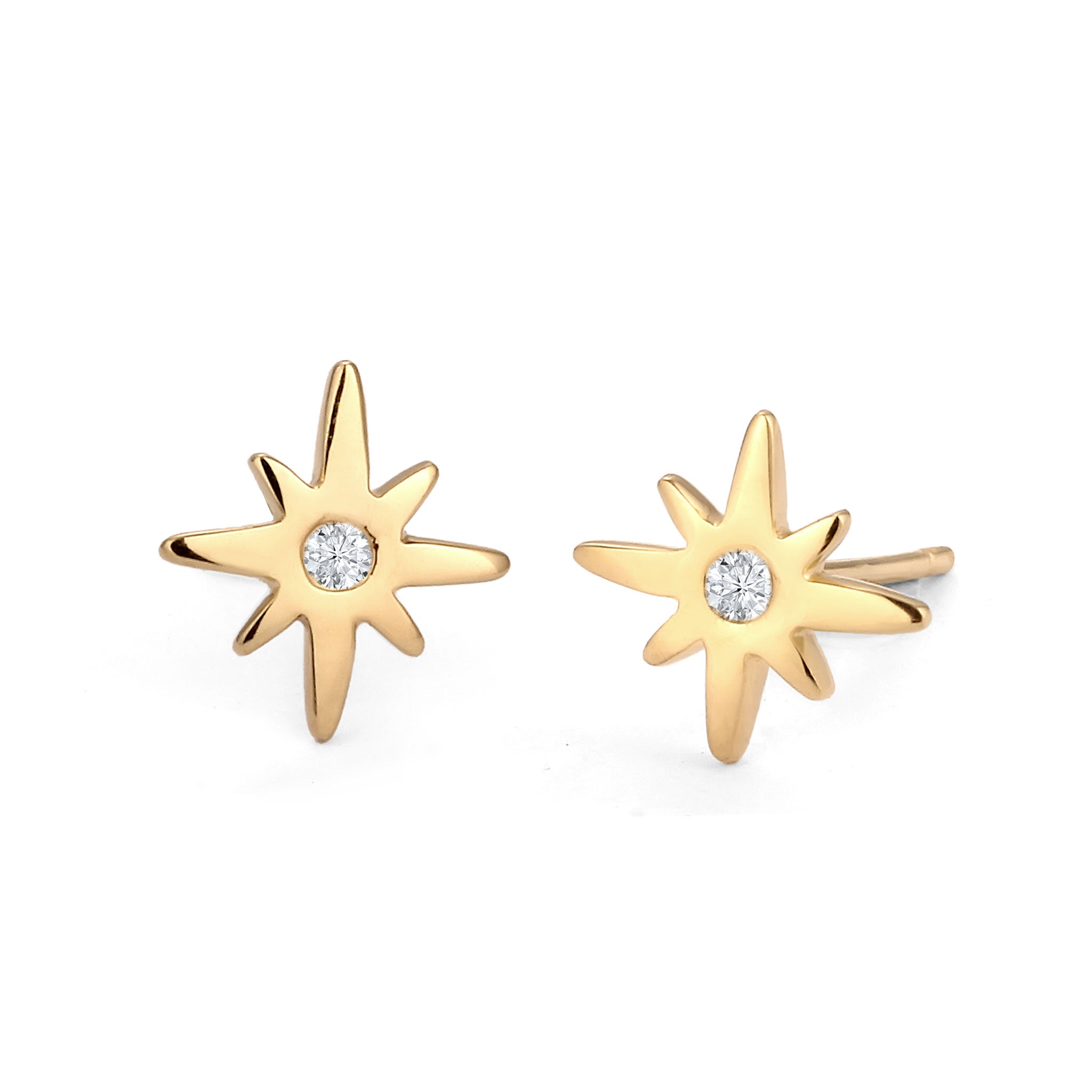 Gold - Elli DIAMONDS | Ohrstecker Stern | Lab Grown Diamant (Weiß, 0.015 ct) | 585 Gelbgold