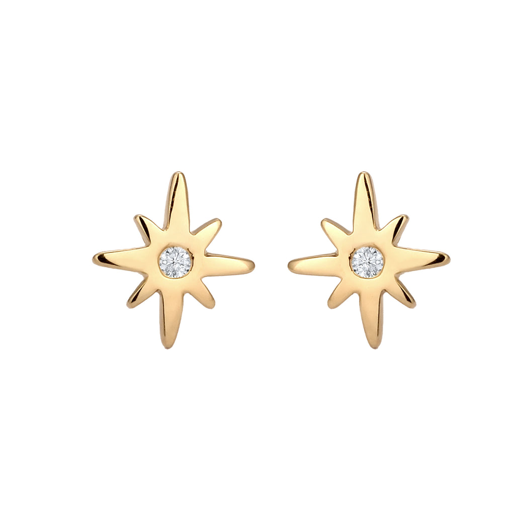 Gold - Elli DIAMONDS | Ohrstecker Stern | Lab Grown Diamant (Weiß, 0.015 ct) | 585 Gelbgold