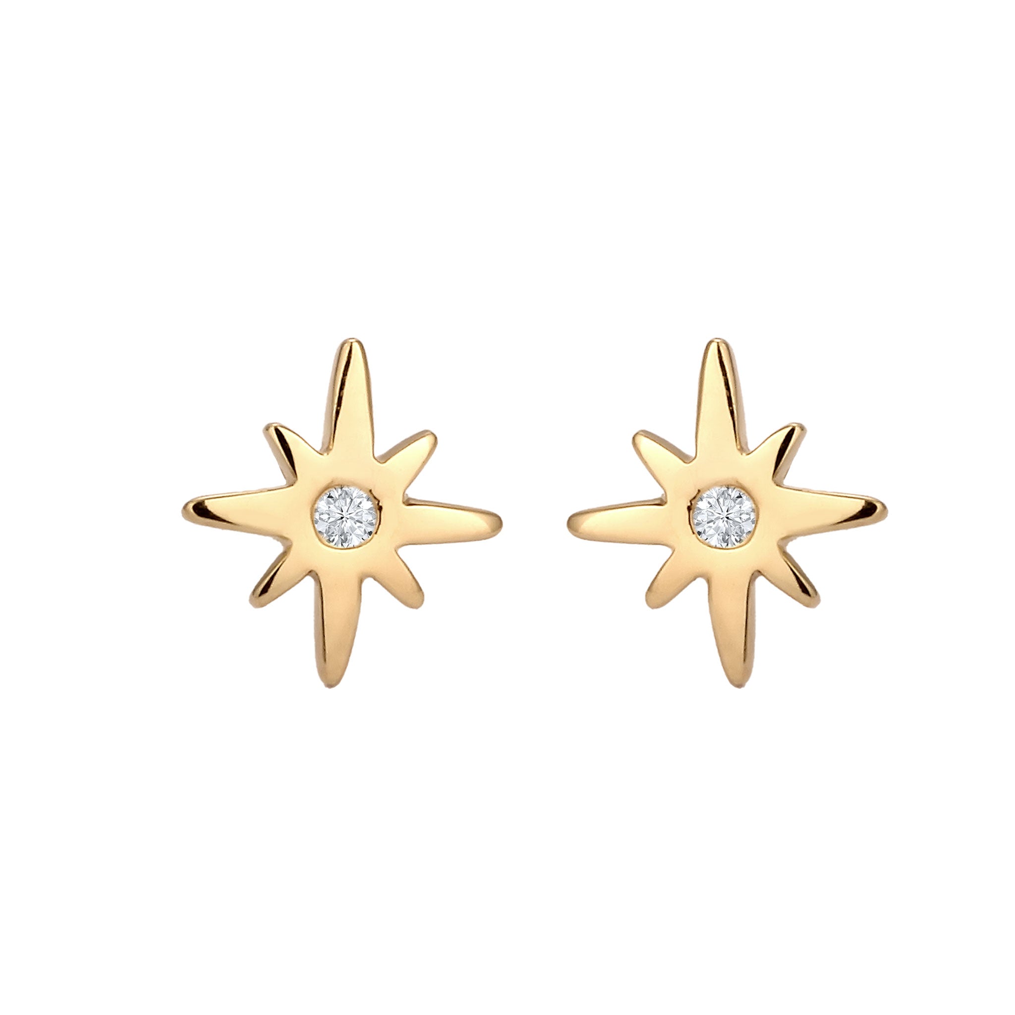 Gold - Elli DIAMONDS | Ohrstecker Stern | Lab Grown Diamant (Weiß, 0.015 ct) | 585 Gelbgold