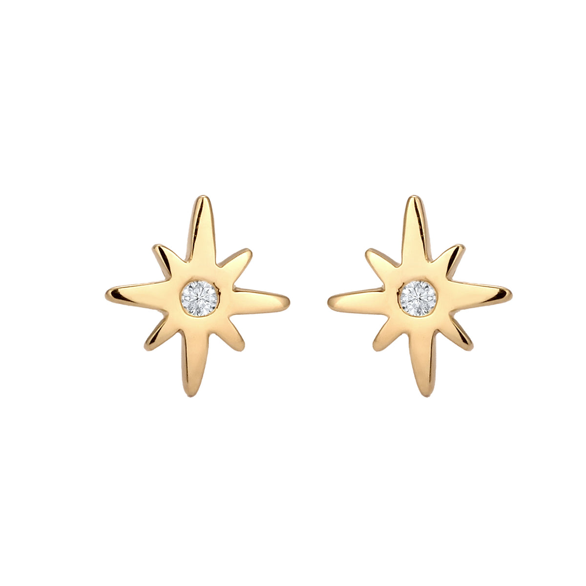 Gold - Elli DIAMONDS | Ohrstecker Stern | Lab Grown Diamant (Weiß, 0.015 ct) | 585 Gelbgold
